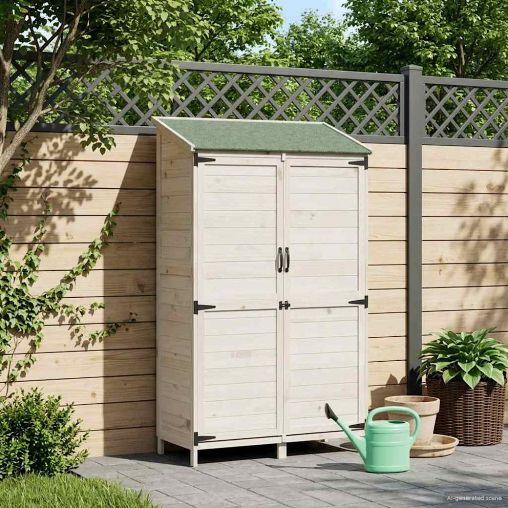 Produktbild för Trädgårdshus med tak Vit 106,5 x 56 x 176 cm Massivt Furu