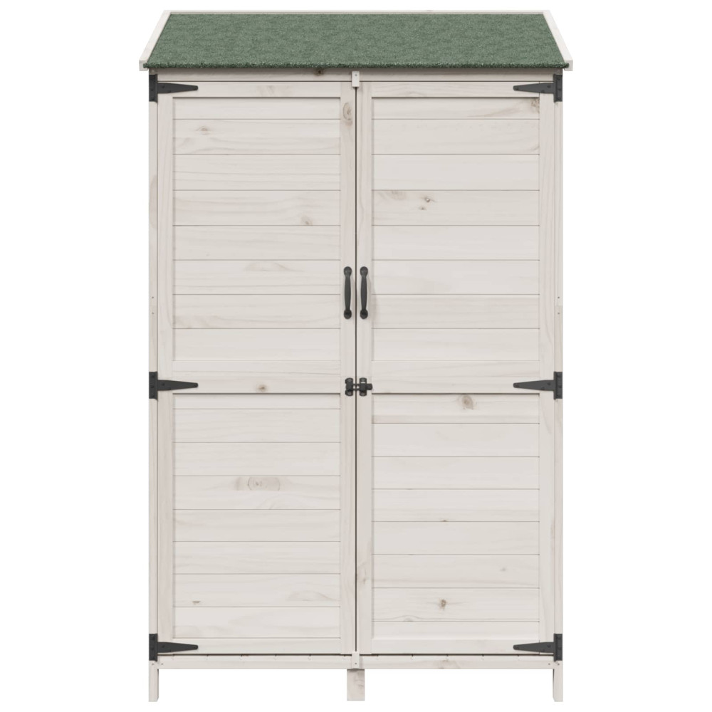 Produktbild för Trädgårdshus med tak Vit 106,5 x 56 x 176 cm Massivt Furu