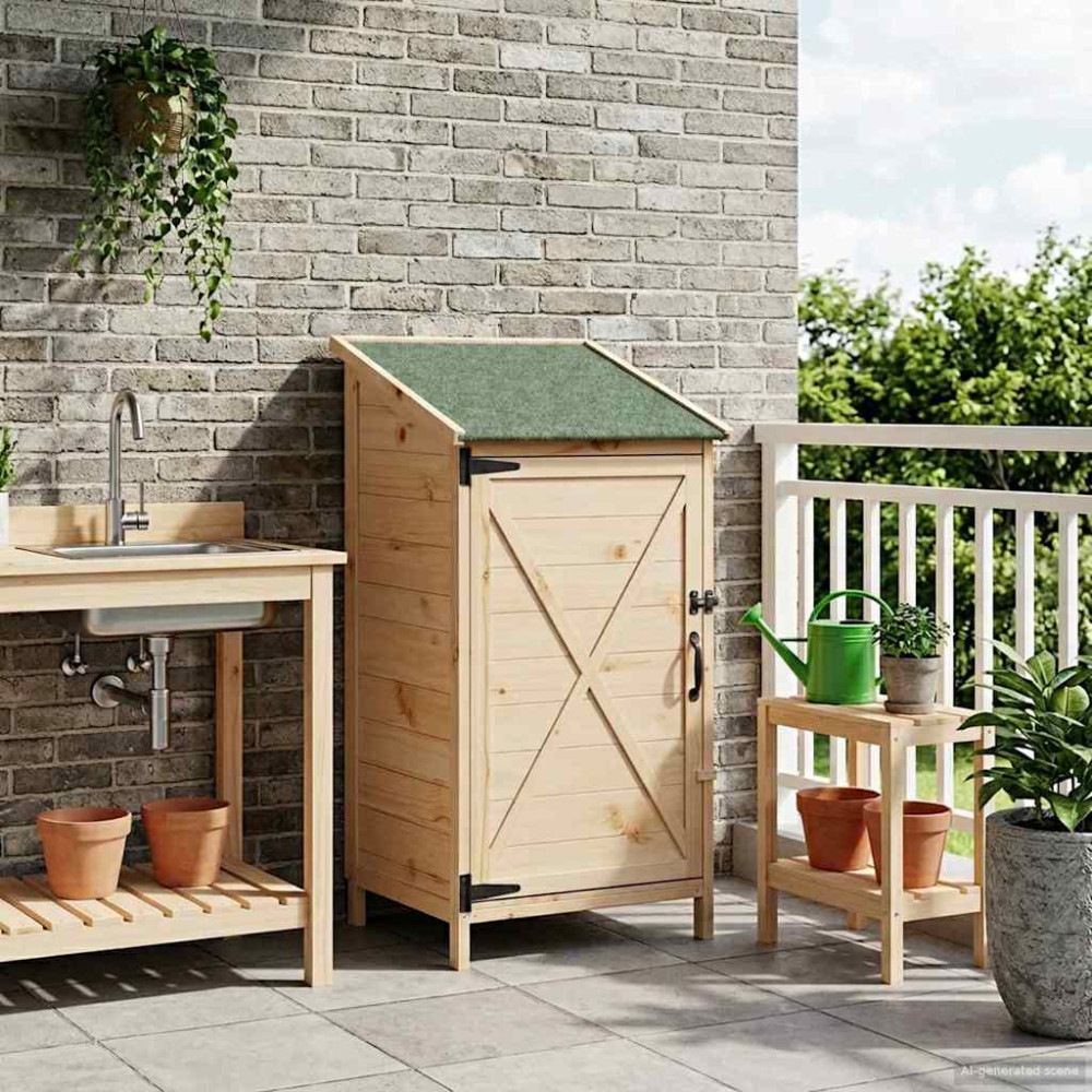 Produktbild för Trädgårdshus med tak Naturlig 59,5 x 56 x 113,5 cm Massivt Furu