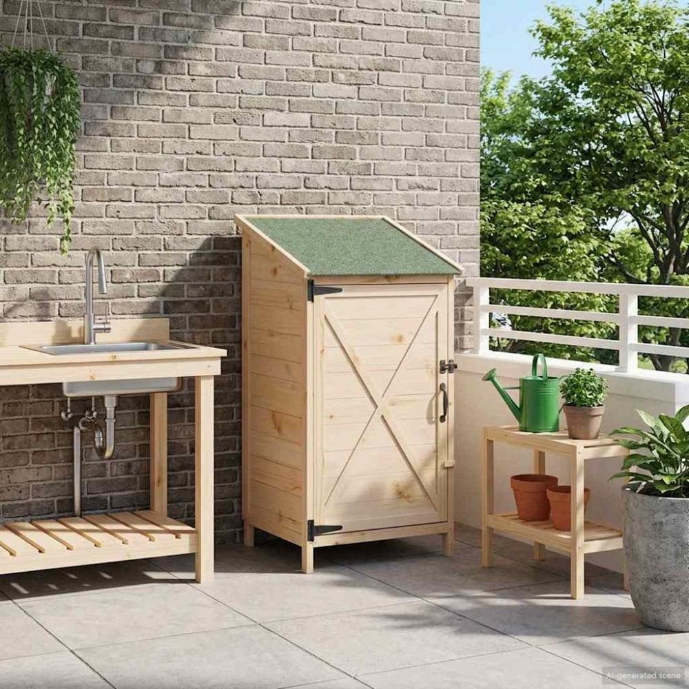 Produktbild för Trädgårdshus med tak Naturlig 59,5 x 56 x 113,5 cm Massivt Furu