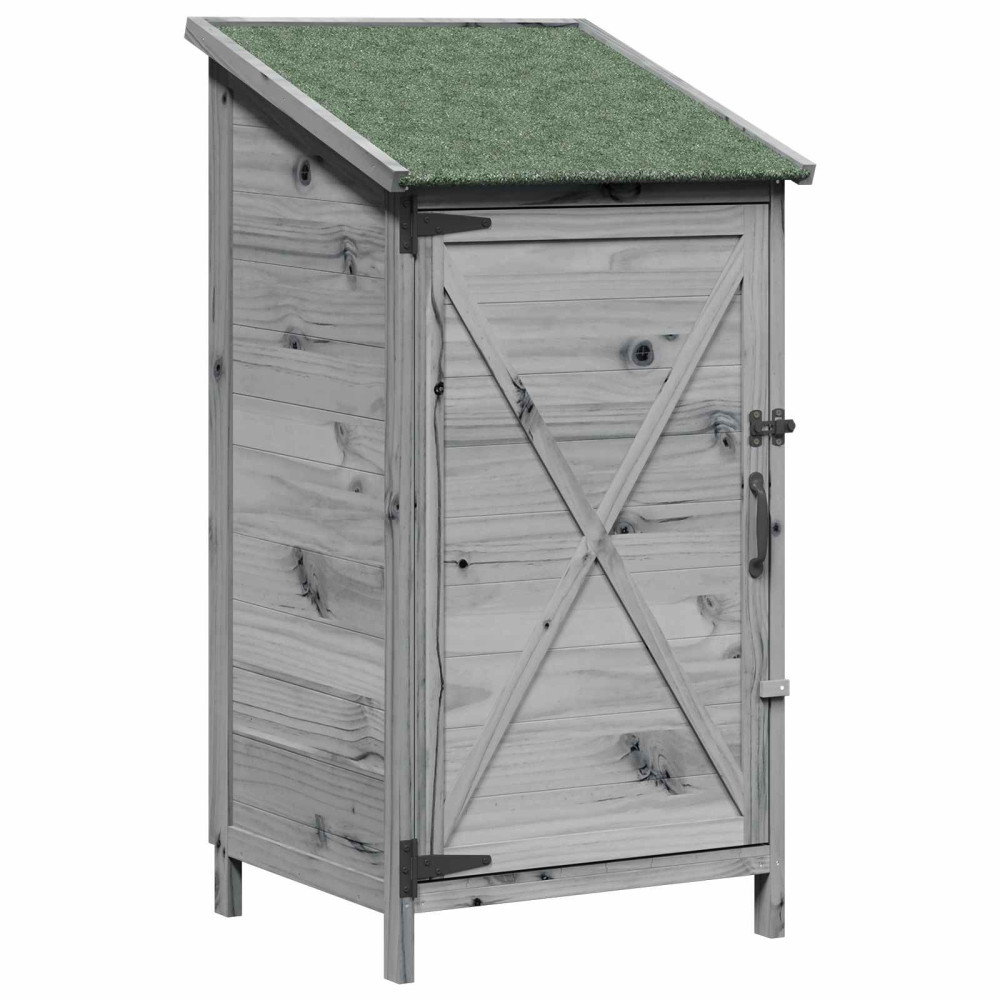 Produktbild för Trädgårdshus med tak Grå 59,5 x 56 x 113,5 cm Massivt Furu