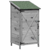 Produktbild för Trädgårdshus med tak Grå 59,5 x 56 x 113,5 cm Massivt Furu
