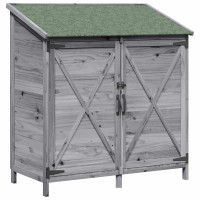 Produktbild för Trädgårdshus med tak Grå 106 x 56 x 113,5 cm Massivt Furu