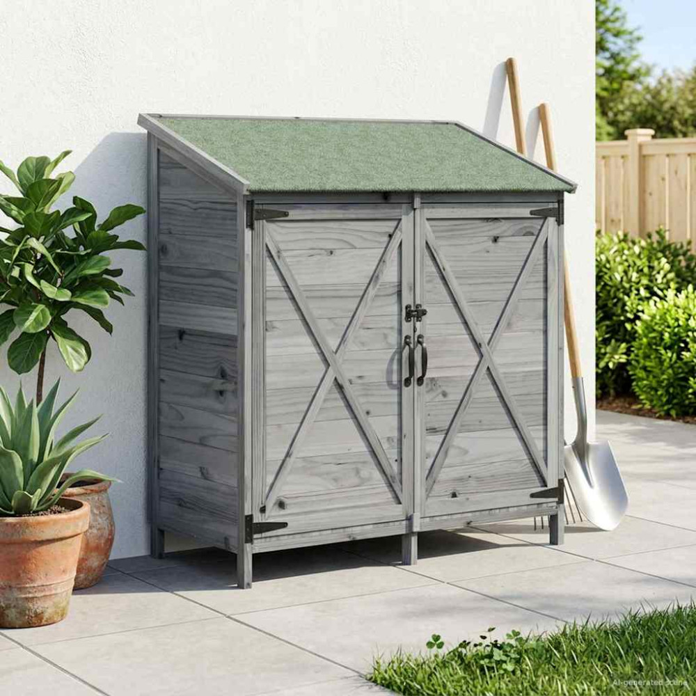 Produktbild för Trädgårdshus med tak Grå 106 x 56 x 113,5 cm Massivt Furu