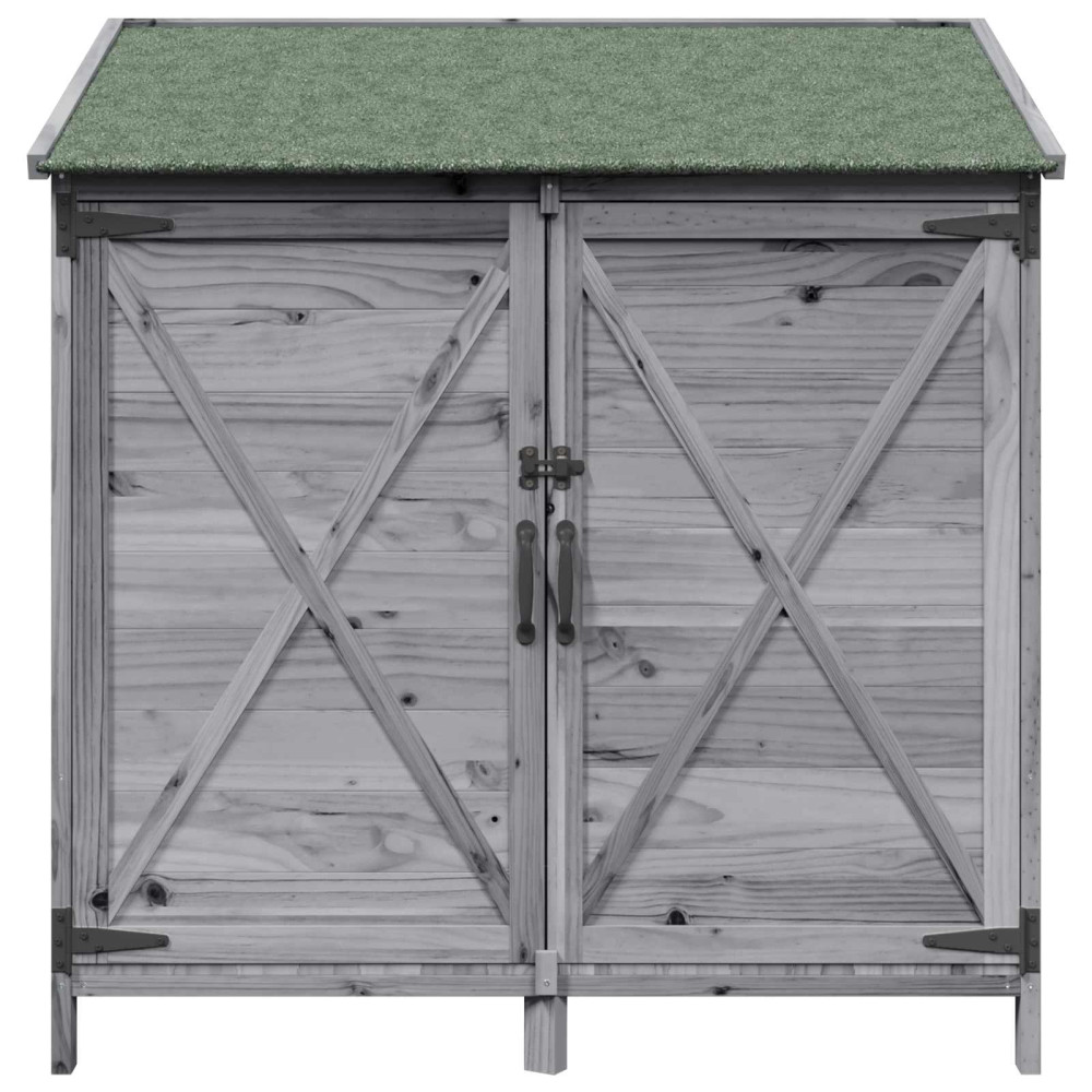 Produktbild för Trädgårdshus med tak Grå 106 x 56 x 113,5 cm Massivt Furu