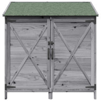 Produktbild för Trädgårdshus med tak Grå 106 x 56 x 113,5 cm Massivt Furu