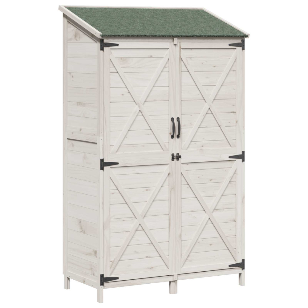 Produktbild för Trädgårdshus med tak Vit 106 x 56 x 176,5 cm Massivt Furu