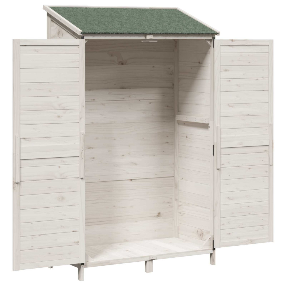 Produktbild för Trädgårdshus med tak Vit 106 x 56 x 176,5 cm Massivt Furu