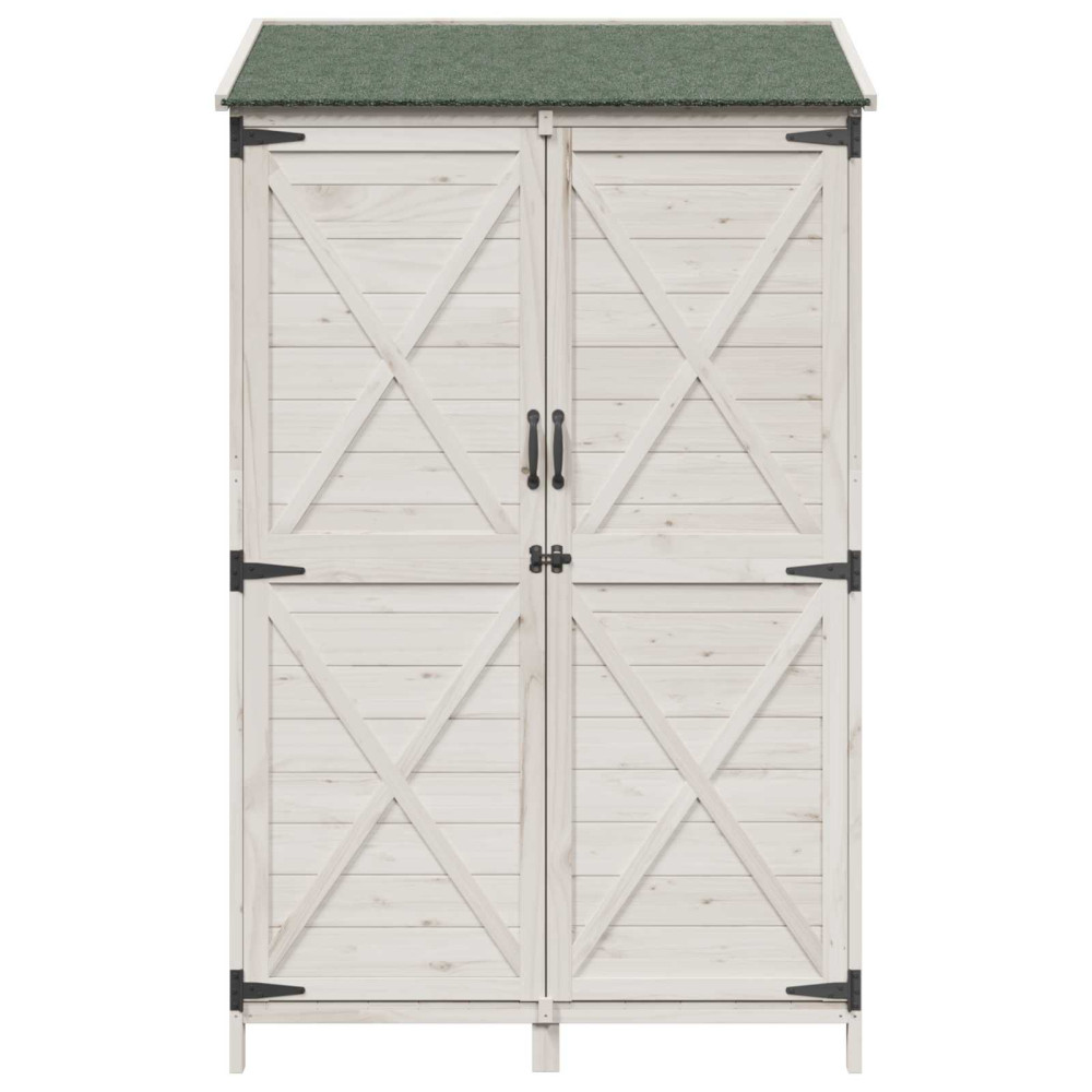 Produktbild för Trädgårdshus med tak Vit 106 x 56 x 176,5 cm Massivt Furu