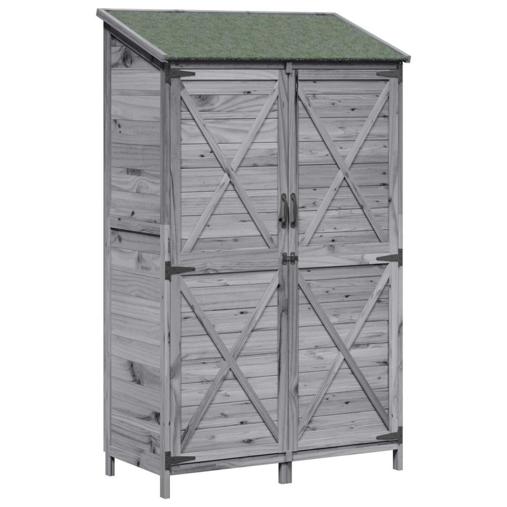 Produktbild för Trädgårdshus med tak Grå 106 x 56 x 176,5 cm Massivt Furu
