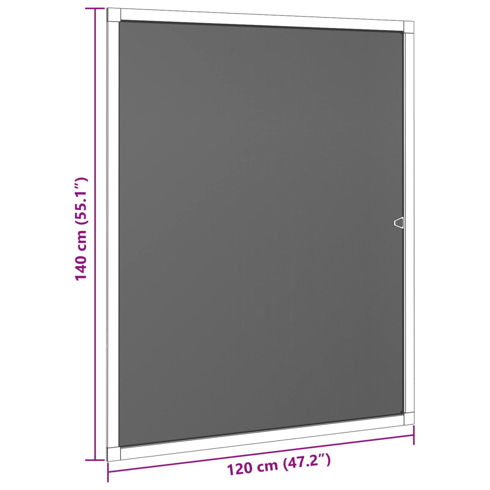 Produktbild för Myggnät för fönster Vit 120 x 140 cm Aluminium och Glasfiber