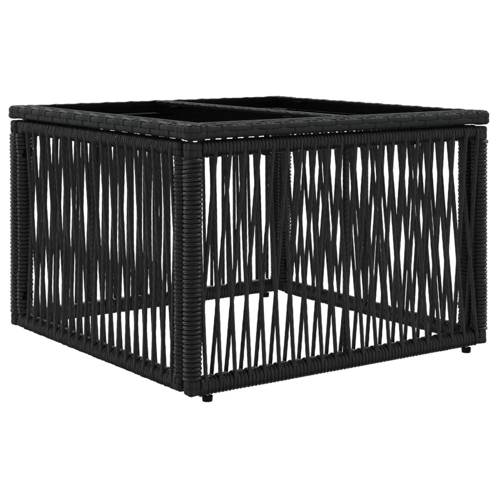 Produktbild för Trädgårdsbord Svart 55 x 55 x 37 cm PE Rattan och Glas