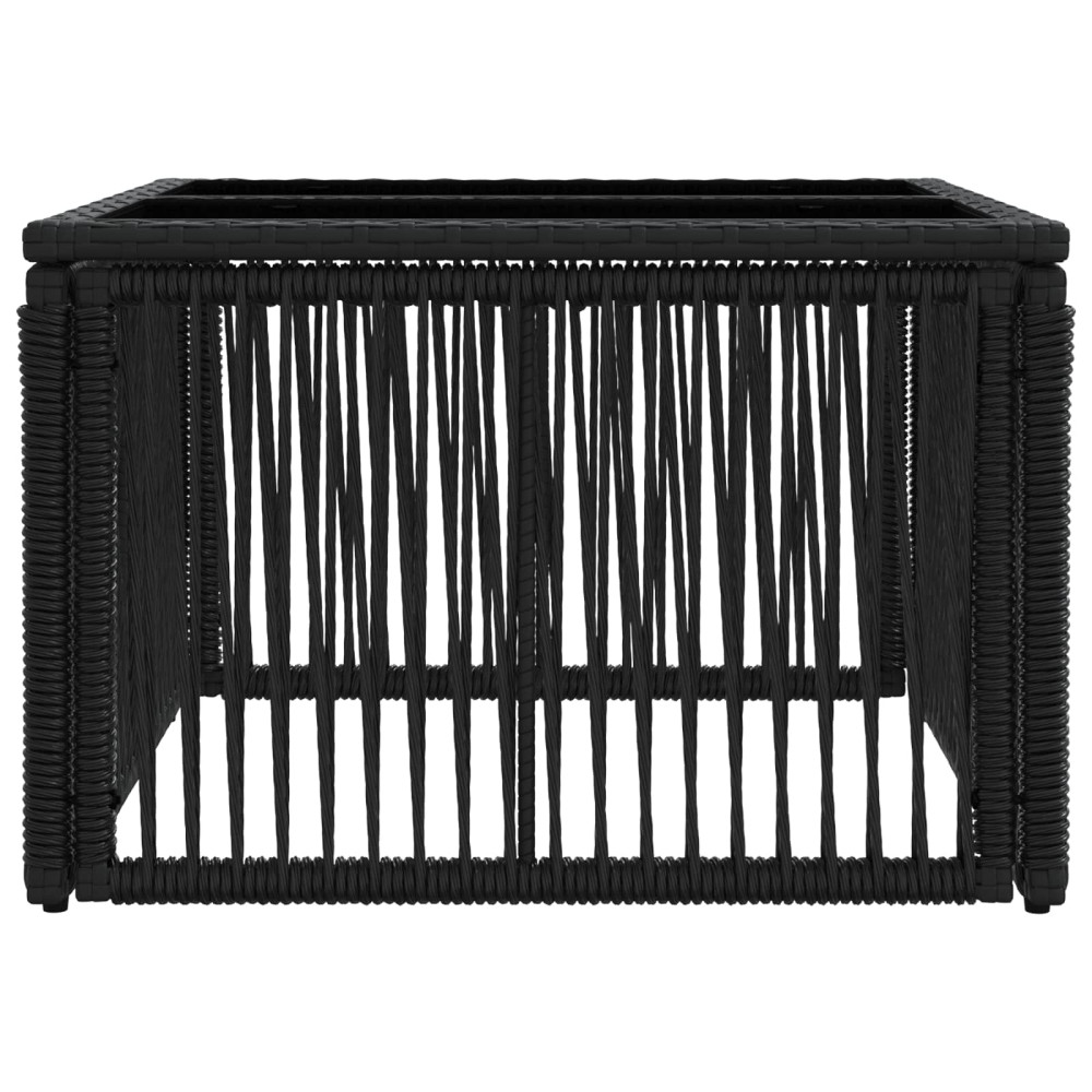 Produktbild för Trädgårdsbord Svart 55 x 55 x 37 cm PE Rattan och Glas