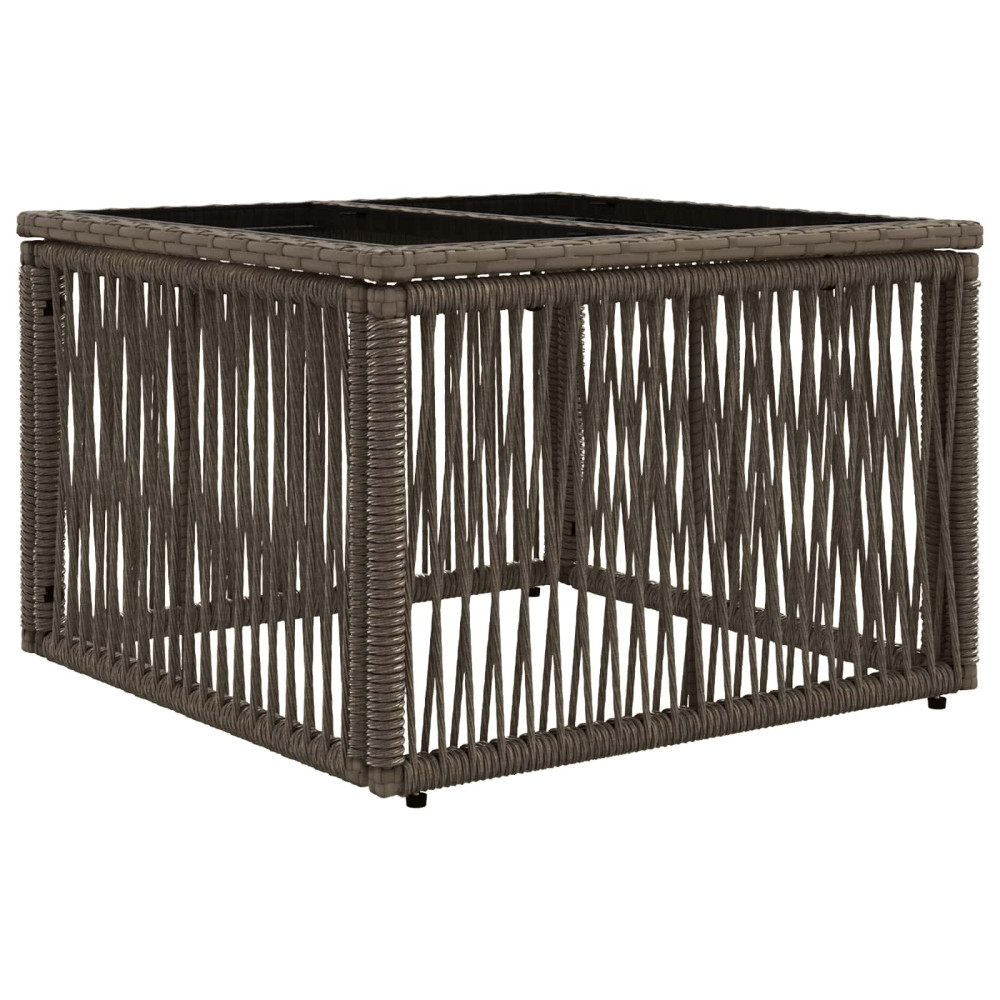 Produktbild för Trädgårdsbord Grå och svart 55 x 55 x 37 cm PE Rattan och Glas