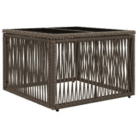 Produktbild för Trädgårdsbord Grå och svart 55 x 55 x 37 cm PE Rattan och Glas
