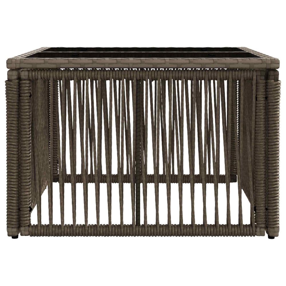 Produktbild för Trädgårdsbord Grå och svart 55 x 55 x 37 cm PE Rattan och Glas