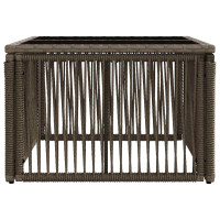 Produktbild för Trädgårdsbord Grå och svart 55 x 55 x 37 cm PE Rattan och Glas
