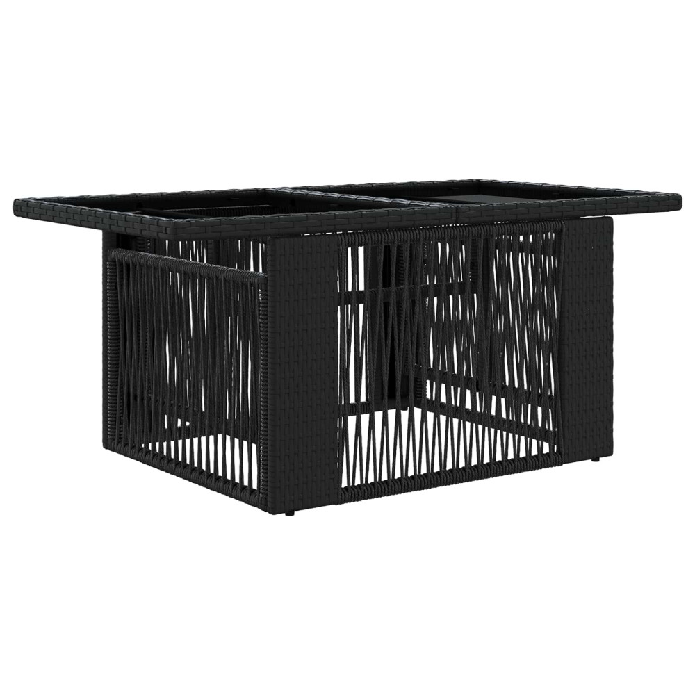 Produktbild för Trädgårdsbord Svart 100 x 55 x 37 cm PE Rattan och Glas