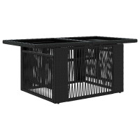 Produktbild för Trädgårdsbord Svart 100 x 55 x 37 cm PE Rattan och Glas