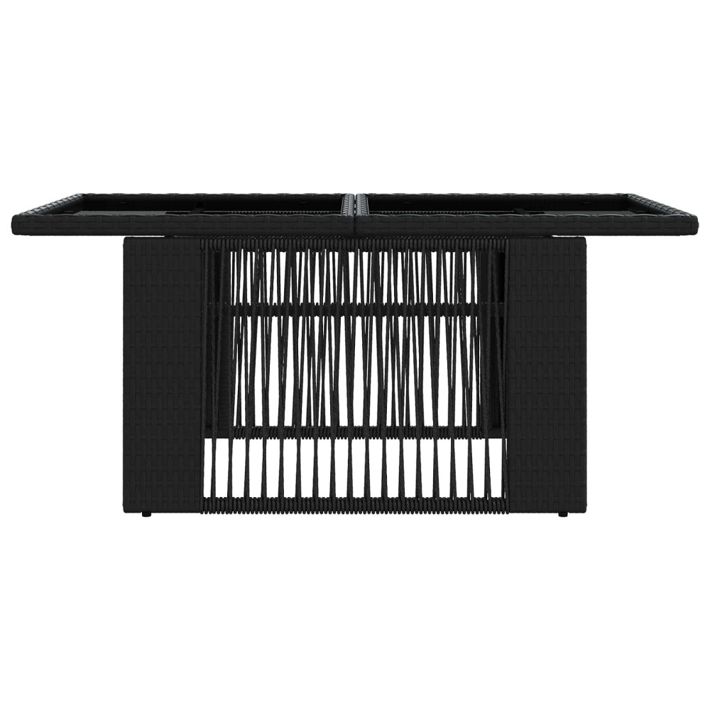 Produktbild för Trädgårdsbord Svart 100 x 55 x 37 cm PE Rattan och Glas
