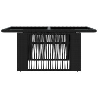 Produktbild för Trädgårdsbord Svart 100 x 55 x 37 cm PE Rattan och Glas