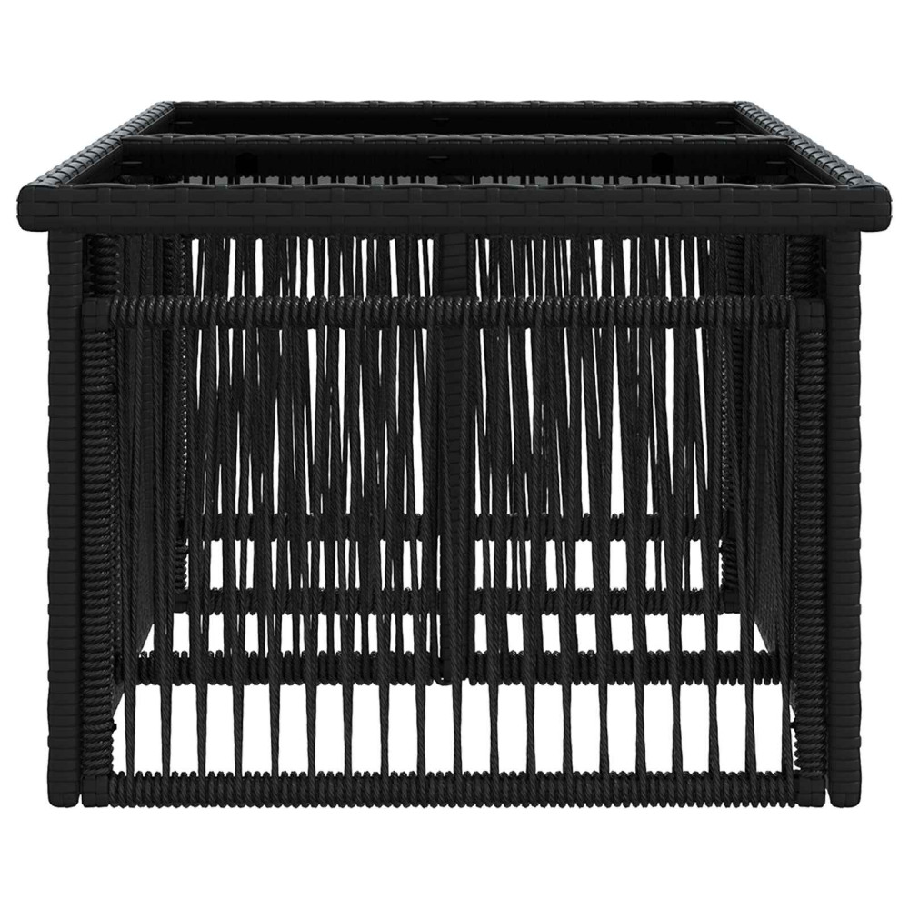 Produktbild för Trädgårdsbord Svart 100 x 55 x 37 cm PE Rattan och Glas