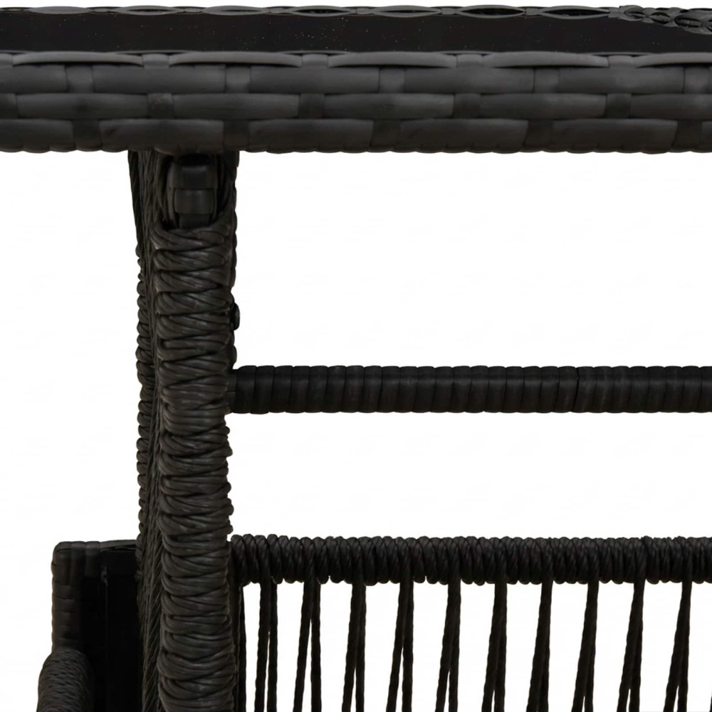 Produktbild för Trädgårdsbord Svart 100 x 55 x 37 cm PE Rattan och Glas