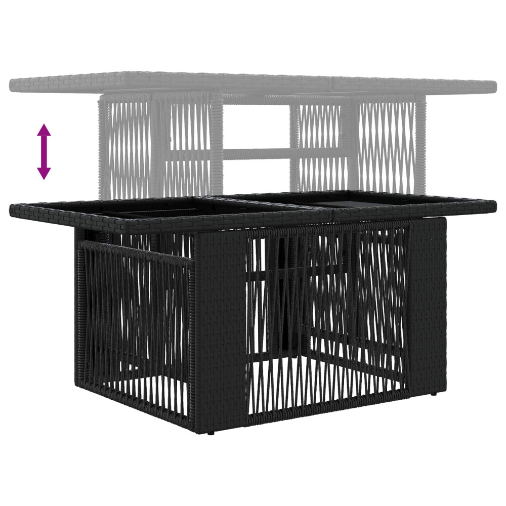Produktbild för Trädgårdsbord Svart 100 x 55 x 37 cm PE Rattan och Glas