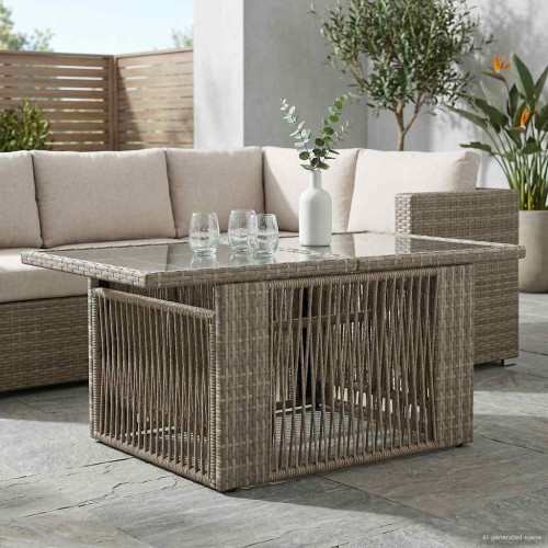 vidaXL Trädgårdsbord Grå 100 x 55 x 37 cm PE Rattan och Glas