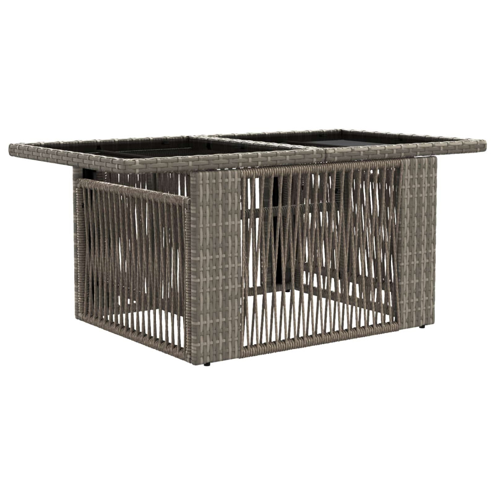 Produktbild för Trädgårdsbord Grå 100 x 55 x 37 cm PE Rattan och Glas