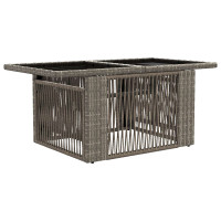 Produktbild för Trädgårdsbord Grå 100 x 55 x 37 cm PE Rattan och Glas
