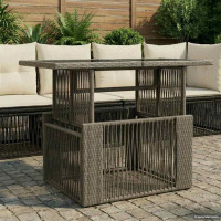 Produktbild för Trädgårdsbord Grå 100 x 55 x 37 cm PE Rattan och Glas