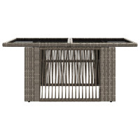 Produktbild för Trädgårdsbord Grå 100 x 55 x 37 cm PE Rattan och Glas