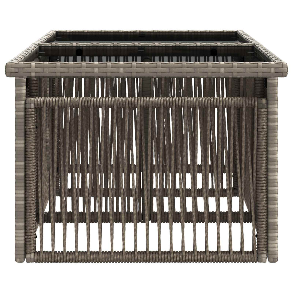 Produktbild för Trädgårdsbord Grå 100 x 55 x 37 cm PE Rattan och Glas