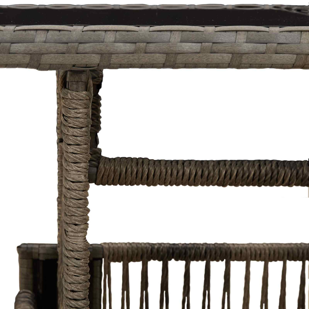 Produktbild för Trädgårdsbord Grå 100 x 55 x 37 cm PE Rattan och Glas