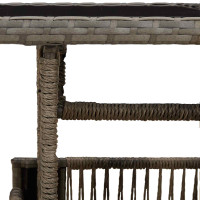 Produktbild för Trädgårdsbord Grå 100 x 55 x 37 cm PE Rattan och Glas