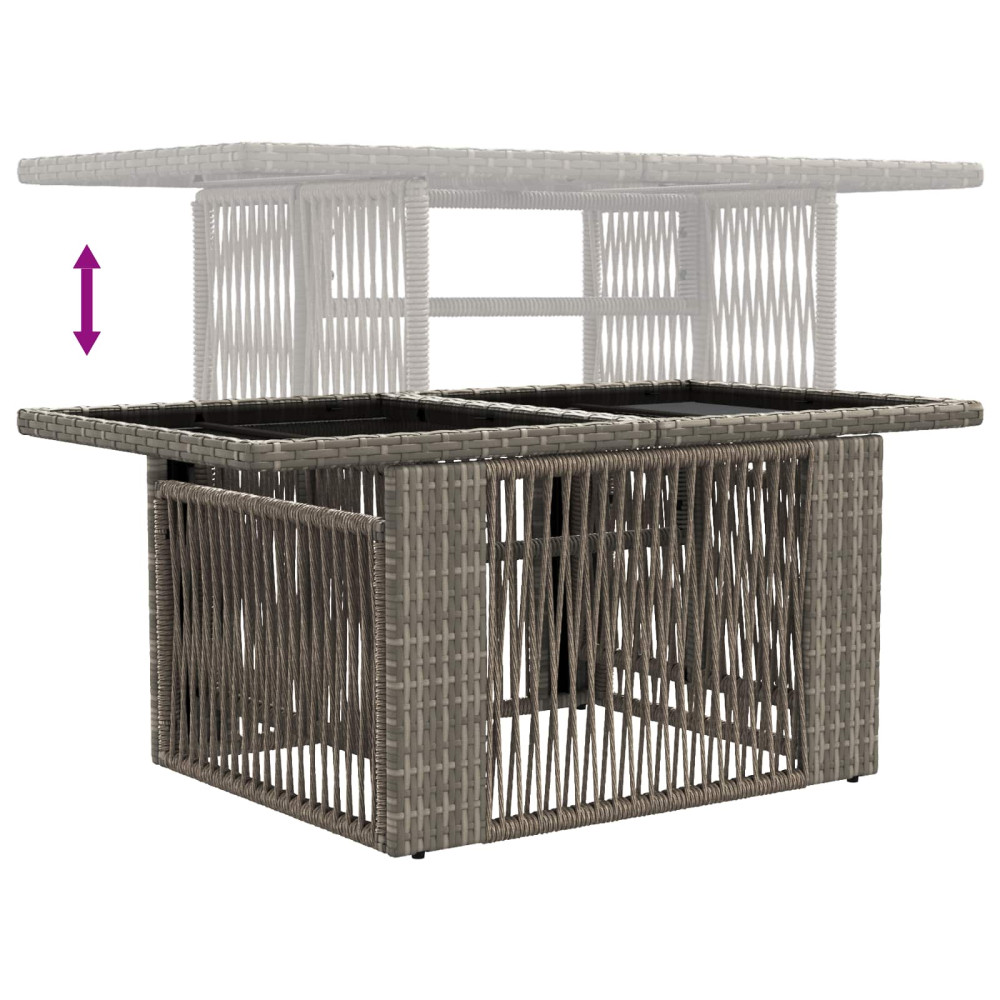 Produktbild för Trädgårdsbord Grå 100 x 55 x 37 cm PE Rattan och Glas