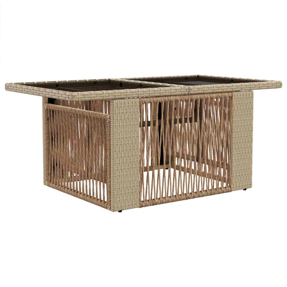 Produktbild för Trädgårdsbord Beige 100 x 55 x 37 cm PE Rattan och Glas