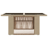 Produktbild för Trädgårdsbord Beige 100 x 55 x 37 cm PE Rattan och Glas