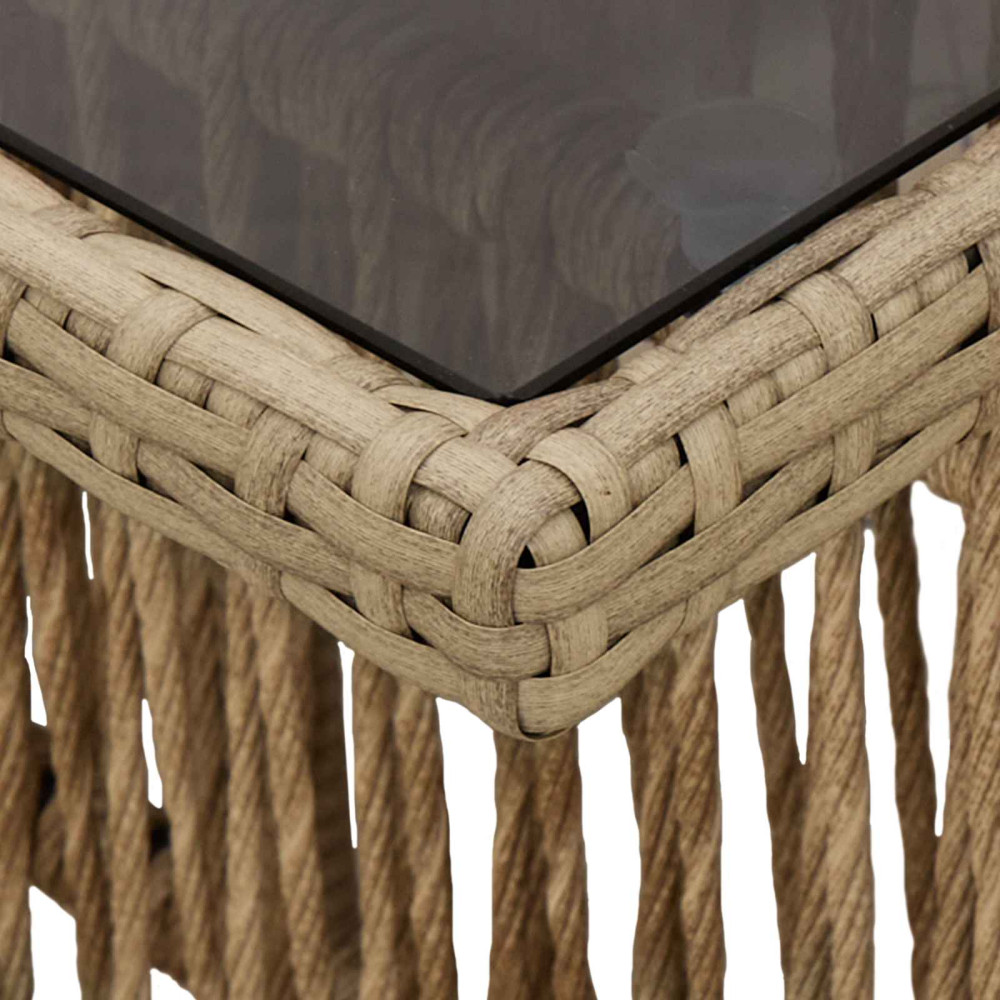 Produktbild för Trädgårdsbord Beige 100 x 55 x 37 cm PE Rattan och Glas