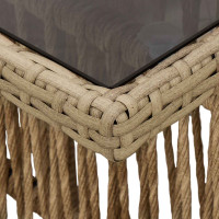 Produktbild för Trädgårdsbord Beige 100 x 55 x 37 cm PE Rattan och Glas
