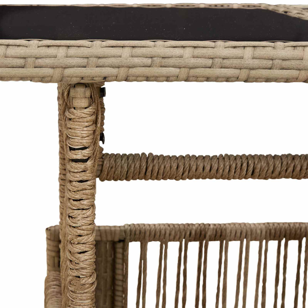 Produktbild för Trädgårdsbord Beige 100 x 55 x 37 cm PE Rattan och Glas