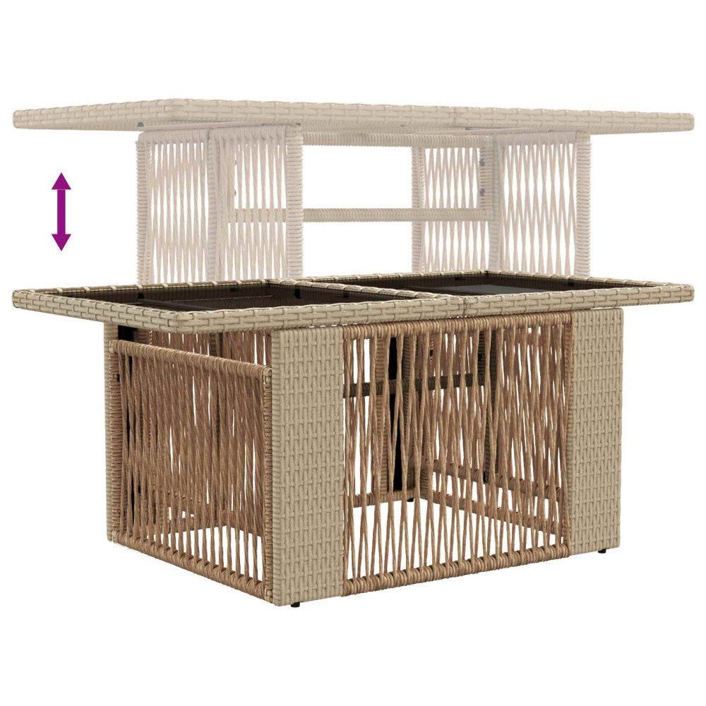 Produktbild för Trädgårdsbord Beige 100 x 55 x 37 cm PE Rattan och Glas