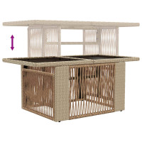 Produktbild för Trädgårdsbord Beige 100 x 55 x 37 cm PE Rattan och Glas