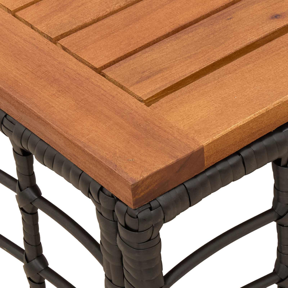 Produktbild för Trädgårdsbord Svart och naturlig 55 x 55 x 37 cm