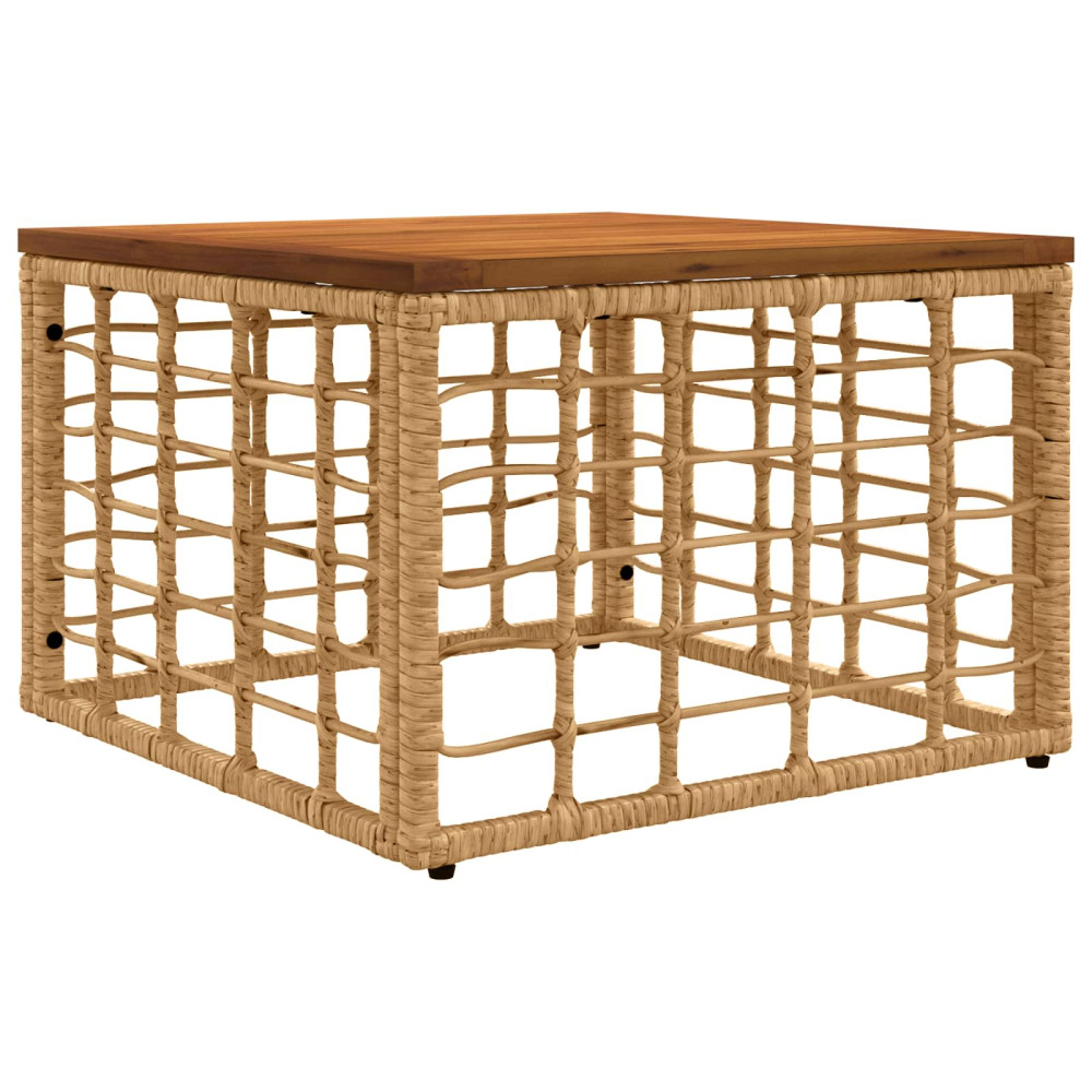 Produktbild för Trädgårdsbord Naturlig 55 x 55 x 37 cm PE Rattan och Glas