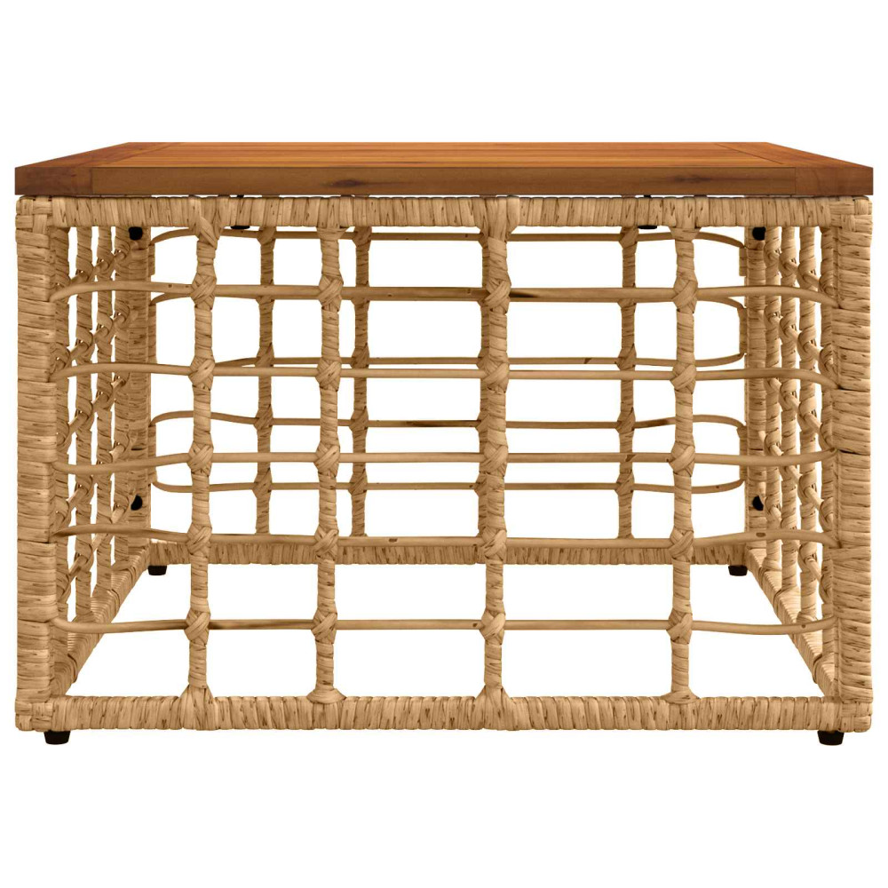 Produktbild för Trädgårdsbord Naturlig 55 x 55 x 37 cm PE Rattan och Glas