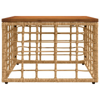 Produktbild för Trädgårdsbord Naturlig 55 x 55 x 37 cm PE Rattan och Glas