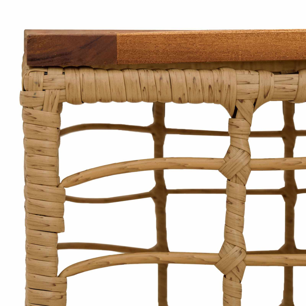 Produktbild för Trädgårdsbord Naturlig 55 x 55 x 37 cm PE Rattan och Glas