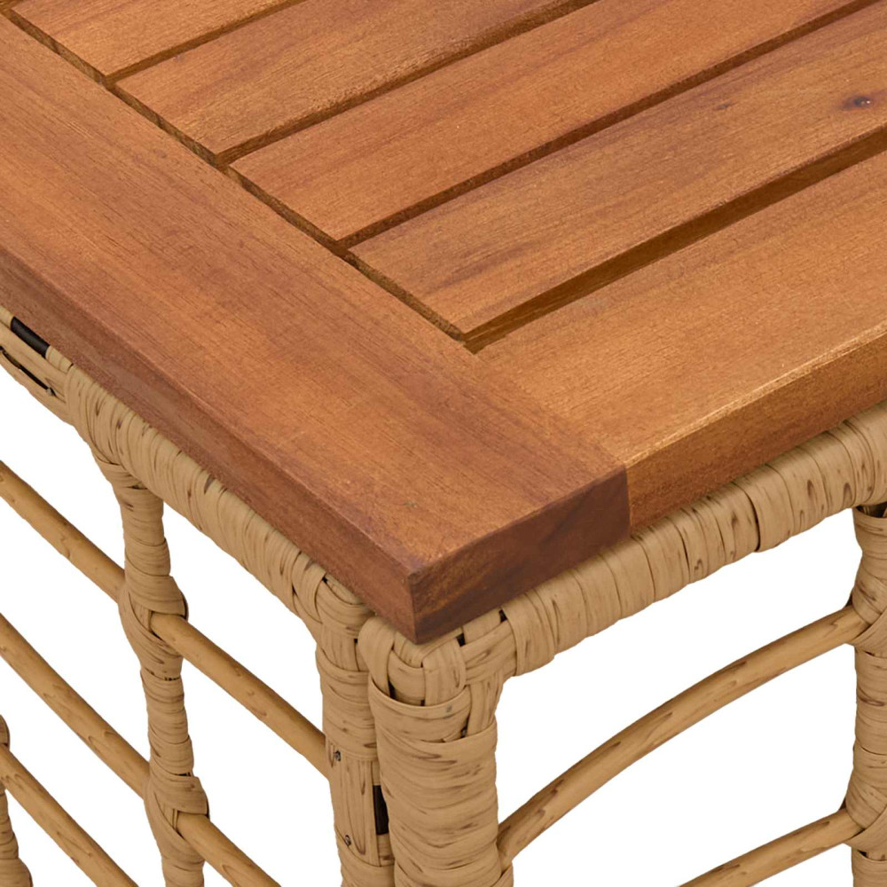 Produktbild för Trädgårdsbord Naturlig 55 x 55 x 37 cm PE Rattan och Glas